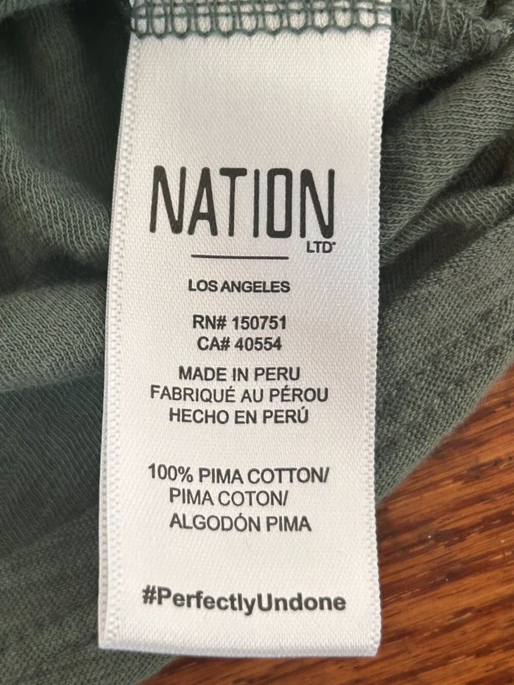 Nation LTD Celine Puff Sleeve Smocked Tee Pine Green Pima Cotton Size Small - Picture 11 of 14